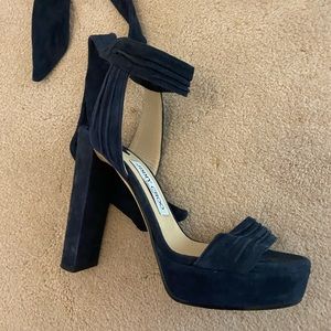 Jimmy Choo Navy Suede Tie Up Heel